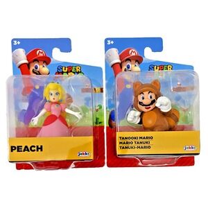 PEACH &‎ TANOOKI MARIO Super Mario Jakks Pacific 2.5" Figures